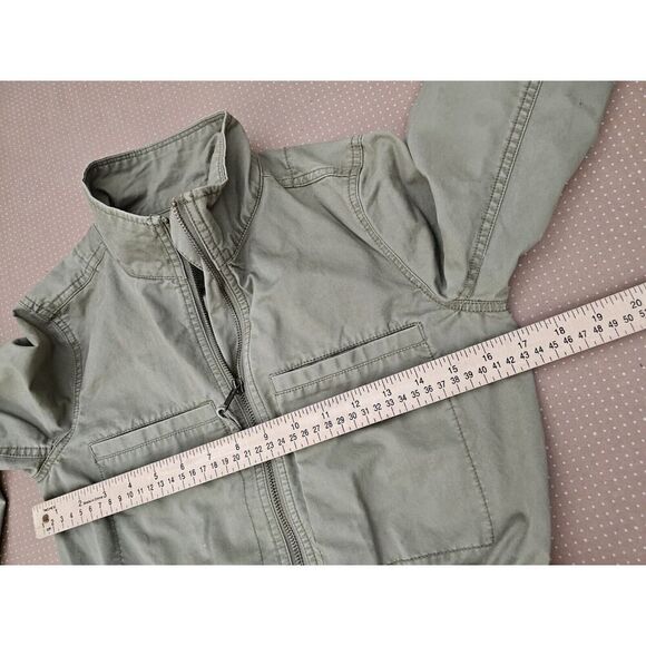 J. Crew Womens Field Jacket Size XXS Petite Hooded Army Green Zip Button Long - Picture 7 of 7